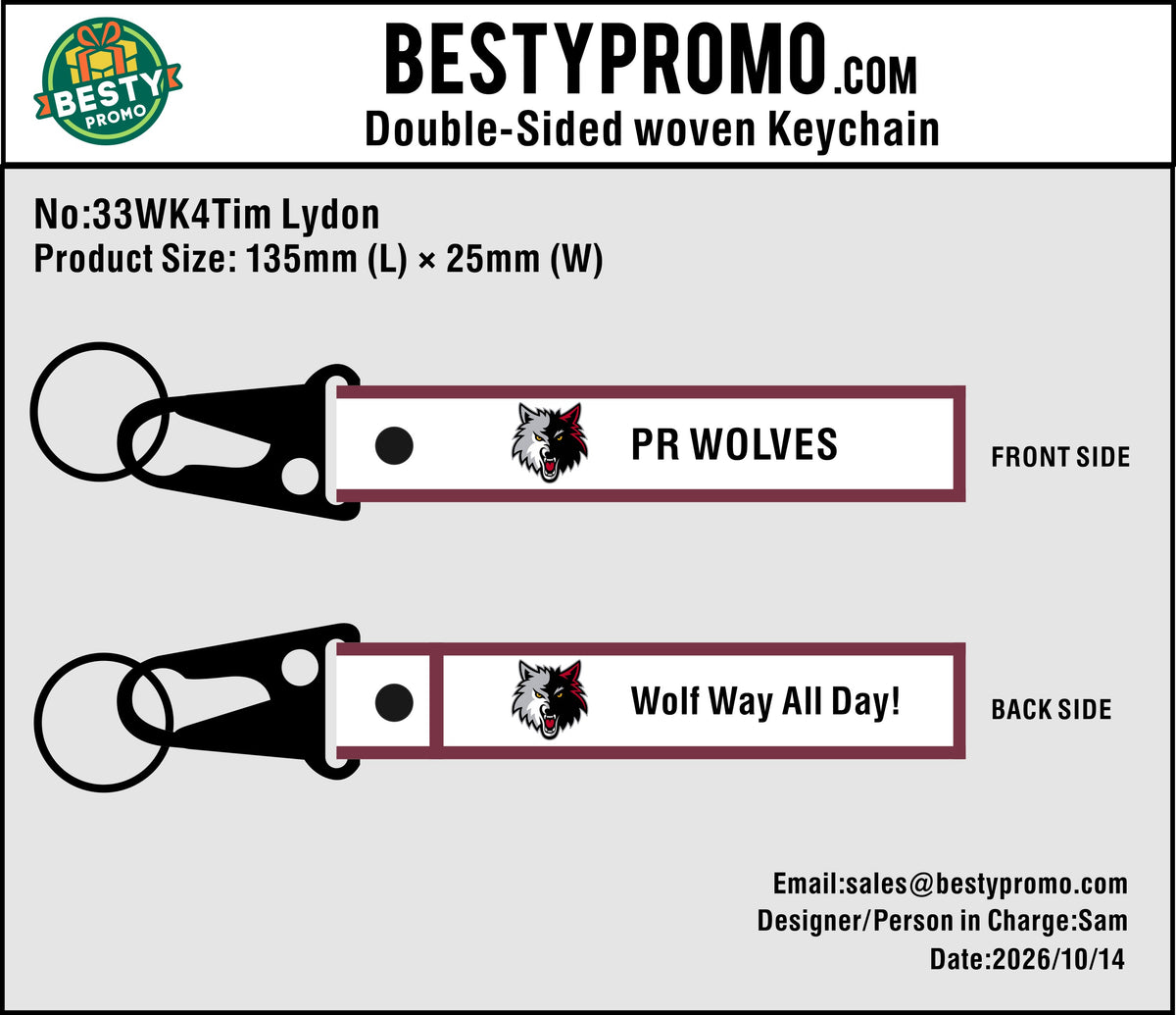 Custom Double-Sided Woven Flight Key Tag with Snap Hook-261014-33