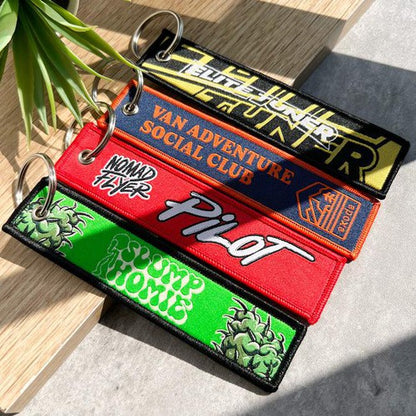 Double-Sided Woven Keychain Tags