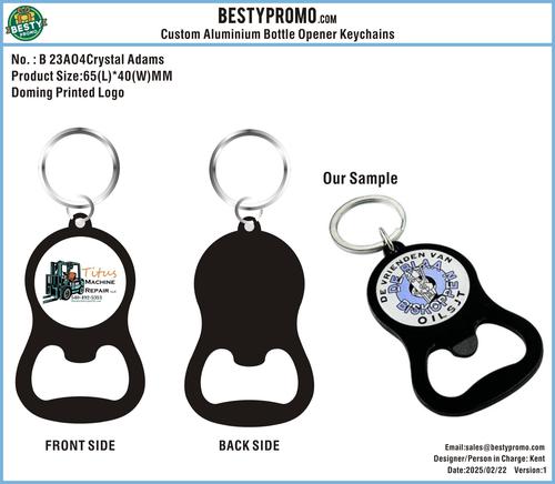 Custom Aluminium Bottle Opener Keychains-23AO4Crystal Adams250222