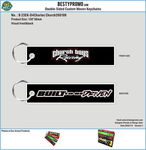Custom Double-Sided Woven Flight Key Tag-23EK-D4Charles Church260108