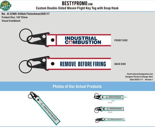 Custom Double-Sided Woven Flight Key Tag with Snap Hook-23WK-H4Bob Fleischman260117
