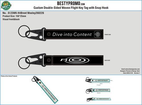 Custom Double-Sided Woven Flight Key Tag with Snap Hook-23WK-H4Brent Wooley260226