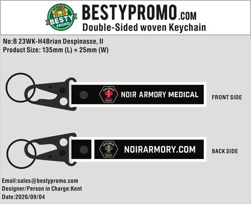 Custom Double-Sided Woven Flight Key Tag with Snap Hook-20260907-23
