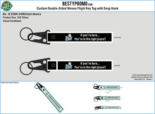 Custom Double-Sided Woven Flight Key Tag with Snap Hook-20260414-23
