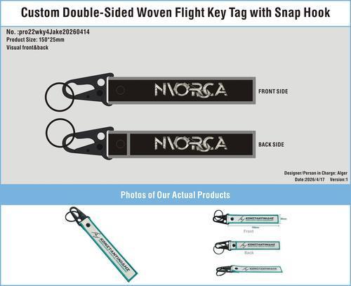 Custom Double-Sided Woven Flight Key Tag with Snap Hook-20260427-22-1