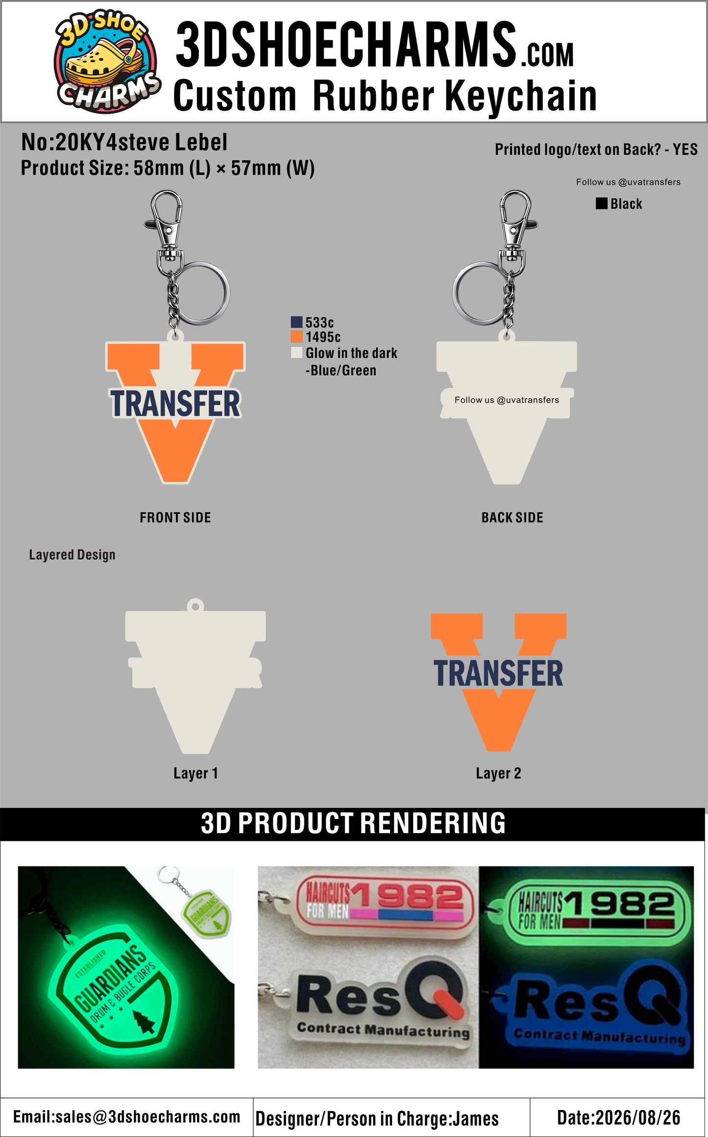 Custom 3D Die Cut Rubber Keychains – 20260831-20