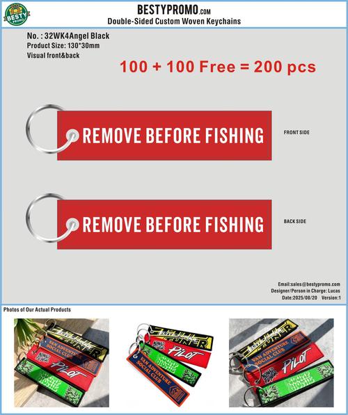 Double Sided Woven Keychain 32WK4Angel Black 20250820