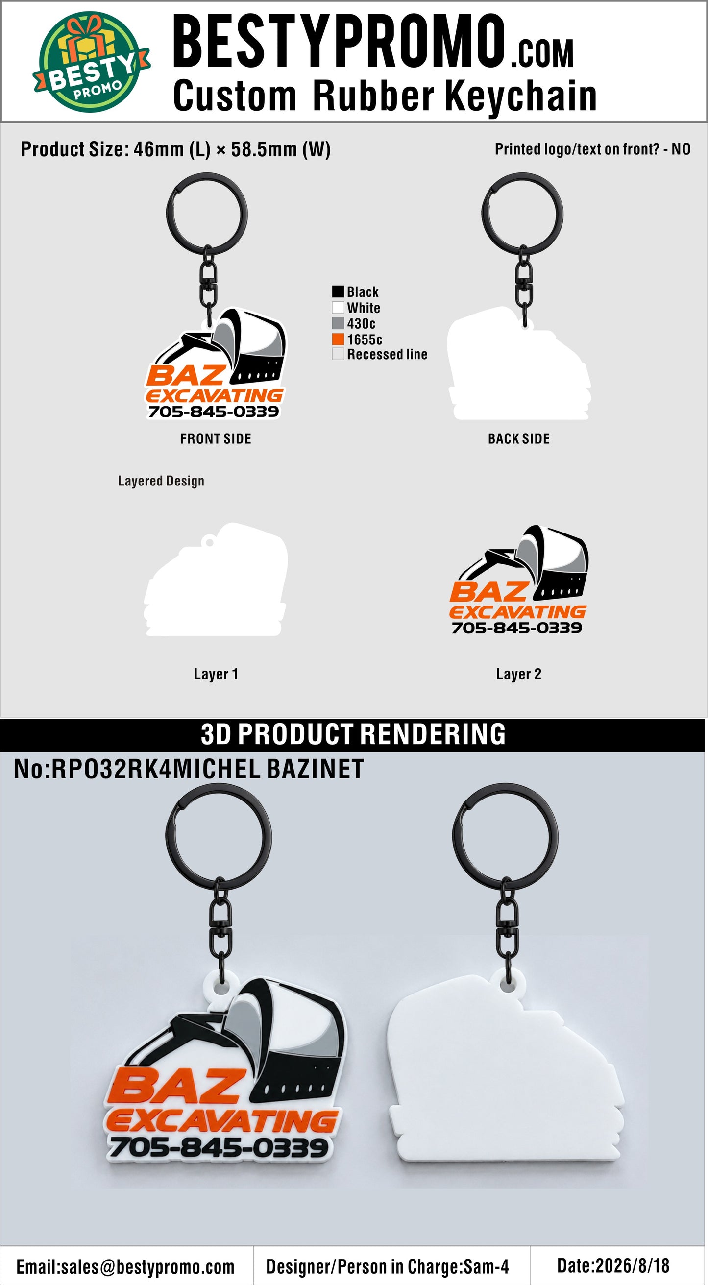 Custom 3D Die Cut Rubber Keychains – 20260821-32-1