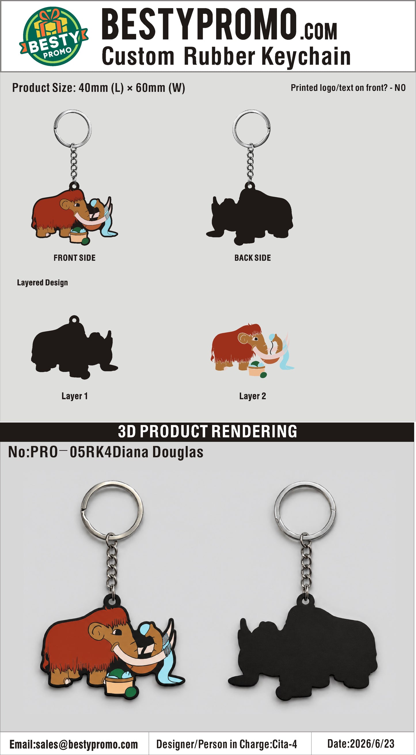Custom 3D Die Cut Rubber Keychains-260630-05-3