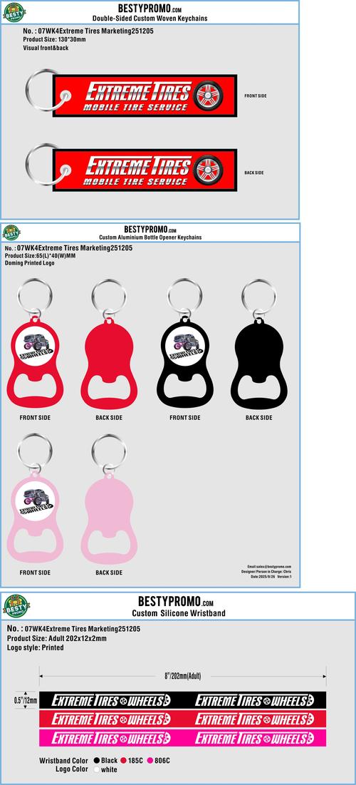 Woven keychain，bottle opener，wristband- 07WK4Extreme Tires Marketing251205-RE