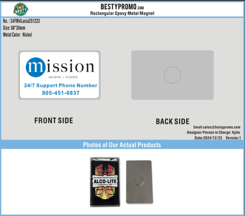 Pro-Custom Rectangular Doming  Magnet34DM4Lucia251223