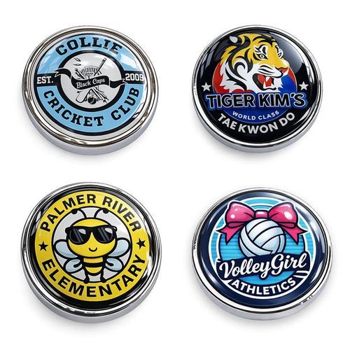 Custom Logo Domed Metal Clog Charms - Free Design Proof & Quote