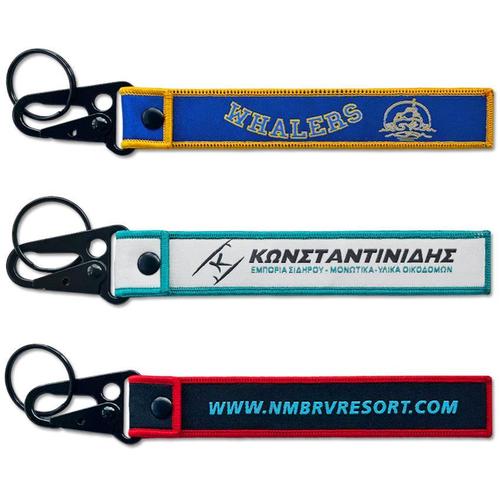 Custom Double-Sided Woven Flight Key Tag with Snap Hook - Order Online