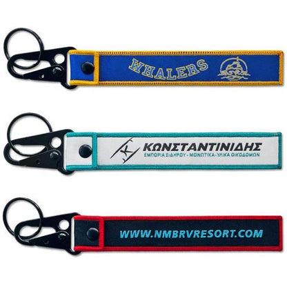 Custom Double-Sided Woven Flight Key Tag with Snap Hook - Order Online