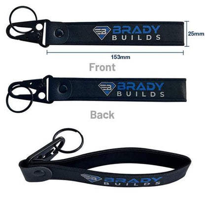 Premium Woven Keychain with Leather Accent – (Wrist Strap)