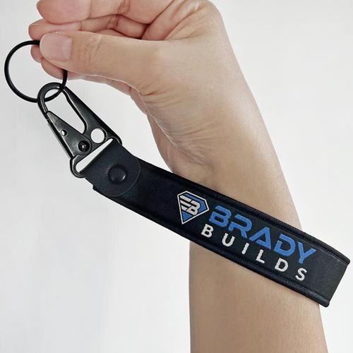 Premium Woven Keychain with Leather Accent – (Wrist Strap)