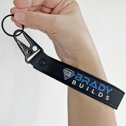 Premium Woven Keychain with Leather Accent – (Wrist Strap)