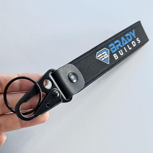 Premium Woven Keychain with Leather Accent – (Wrist Strap)