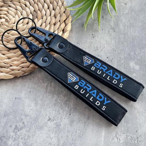 Premium Woven Keychain with Leather Accent – (Wrist Strap)