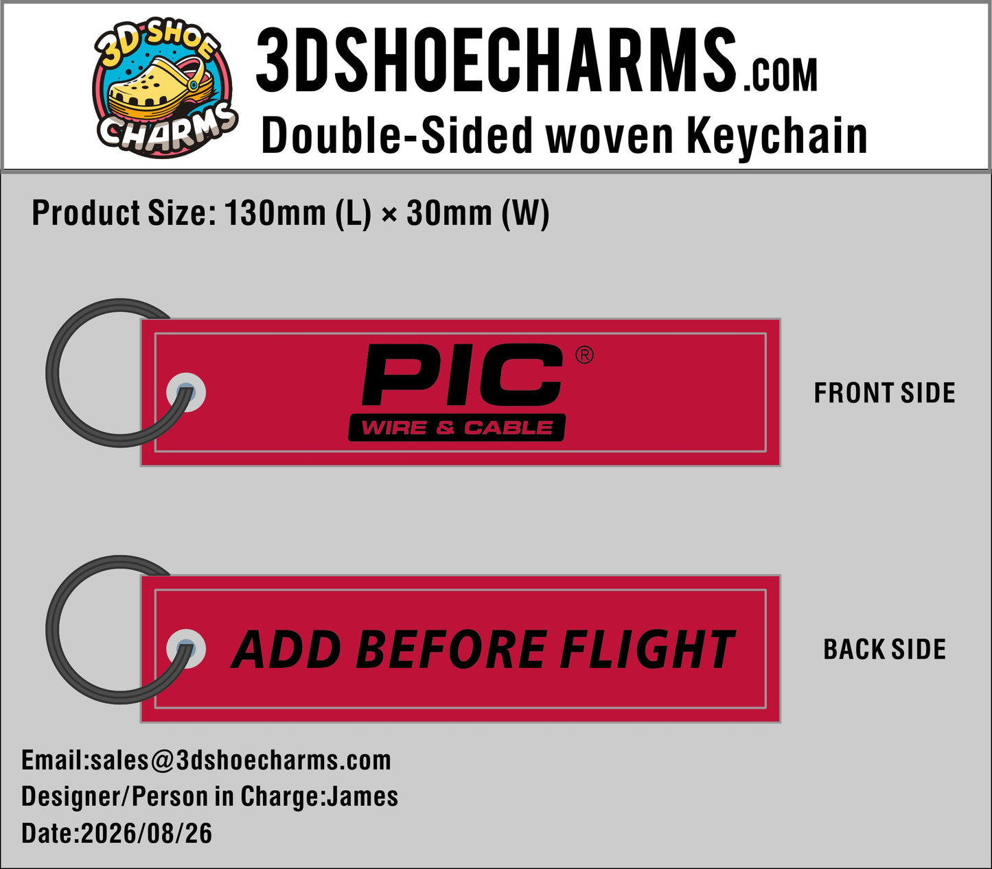 Custom Double-Sided Woven Flight Key Tag –  20260828-20