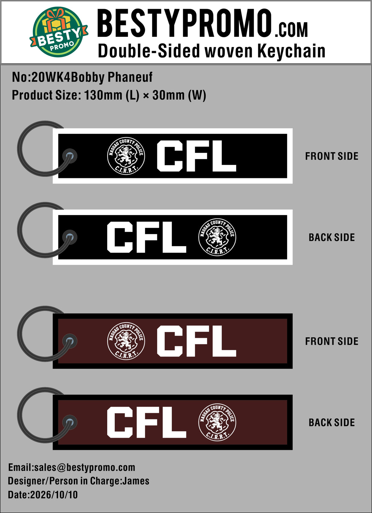 Custom Double-Sided Woven Flight Key Tag –  20261030-20