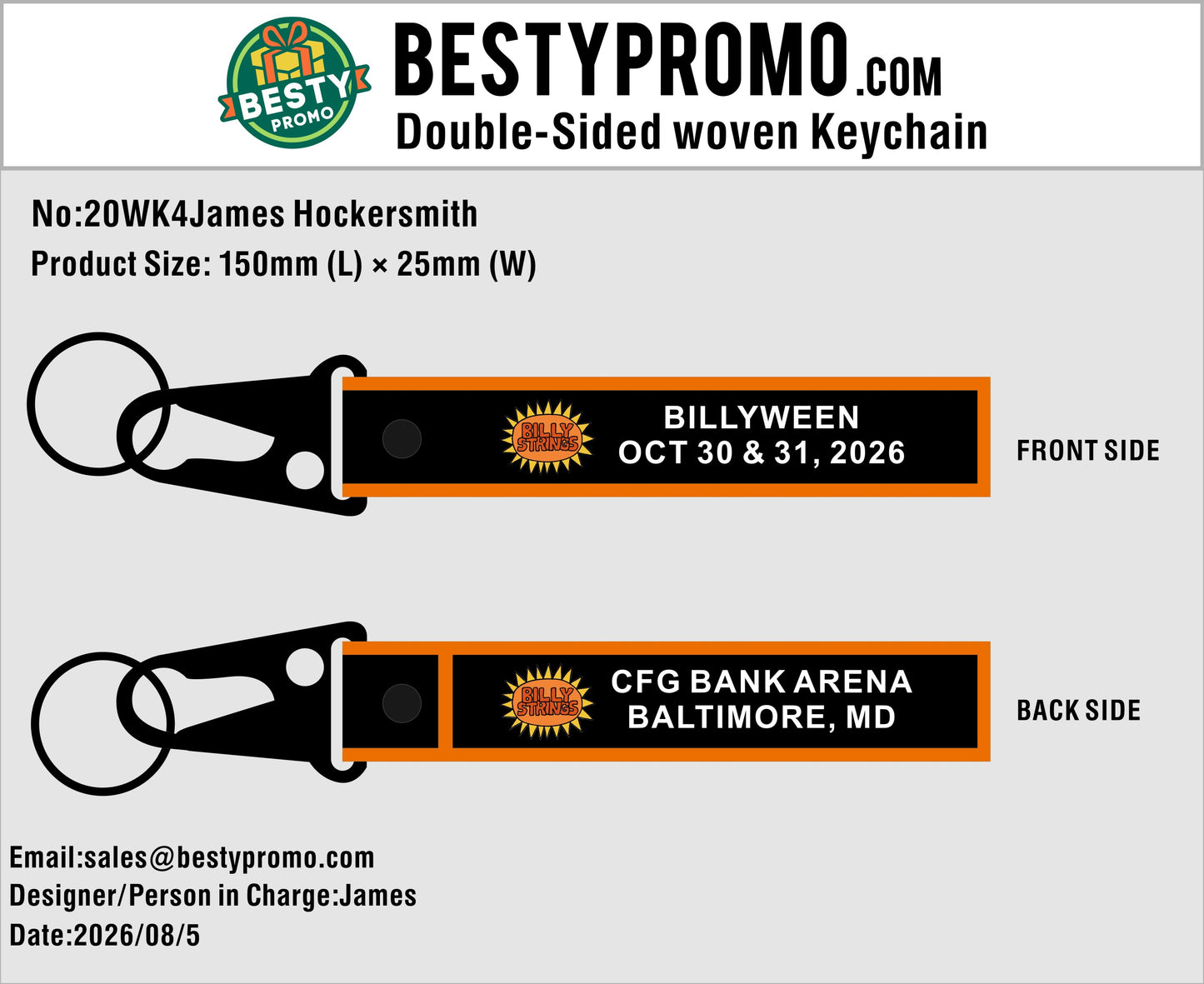 Custom Double-Sided Woven Flight Key Tag with Snap Hook - 20260819-20