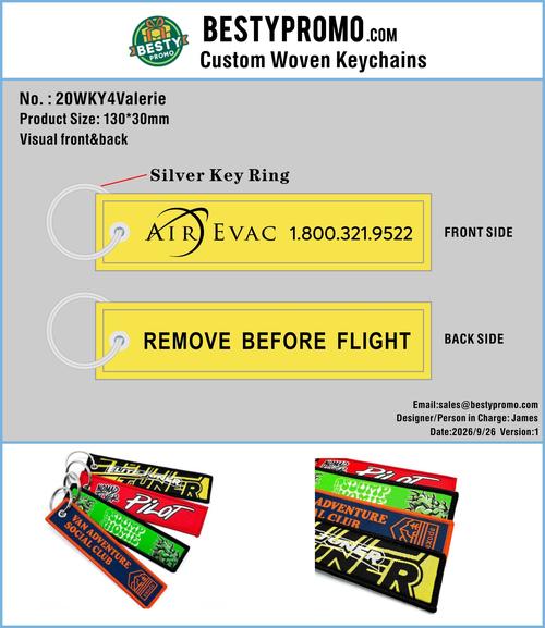 Custom Double-Sided Woven Flight Key Tag – 20261009-20-RE-1