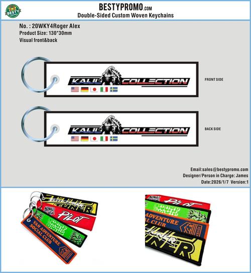 Double Sided Woven Keychains20WK4Roger Alex 260107