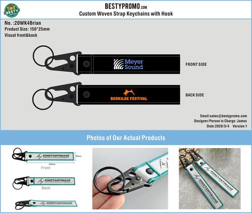 Custom Double-Sided Woven Flight Key Tag with Snap Hook -20260515-20