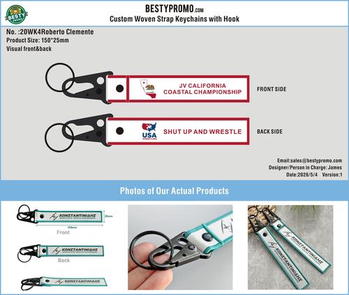 Custom Double-Sided Woven Flight Key Tag with Snap Hook -20260622-20