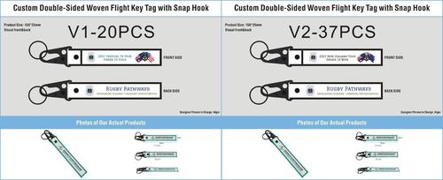 Custom Double-Sided Woven Flight Key Tag with Snap Hook-20260910-22-1