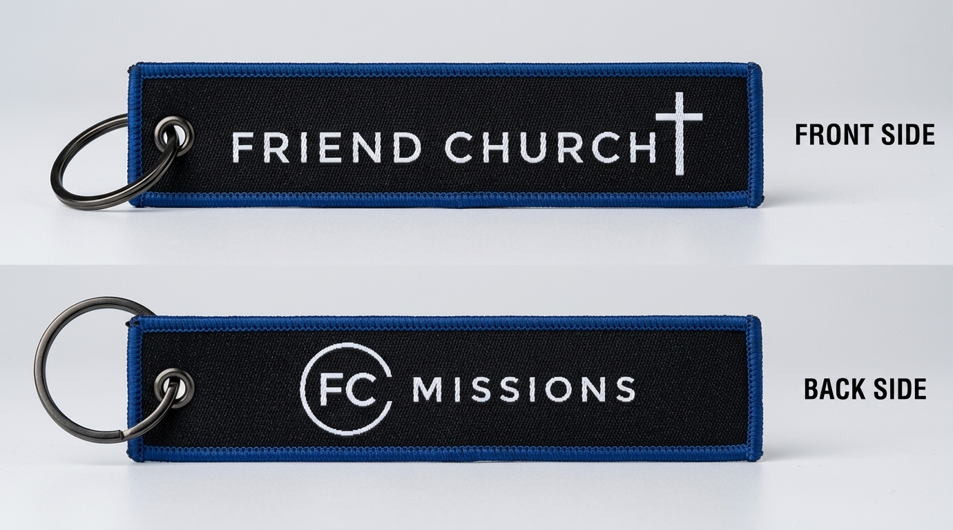 Custom Double-Sided Woven Flight Key Tag – 20260625-20-2