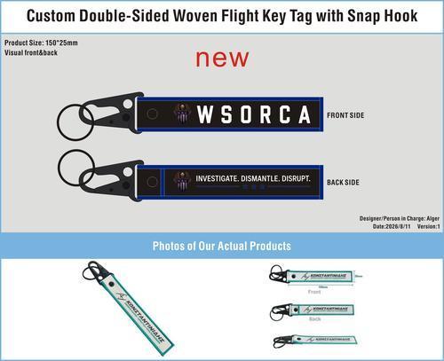 Custom Double-Sided Woven Flight Key Tag with Snap Hook-20260908-22-2