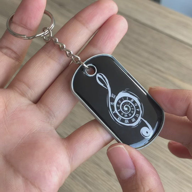 Custom metal dog tag keychain with doming