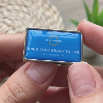 Custom Zinc Alloy Rectangle Badge with Doming