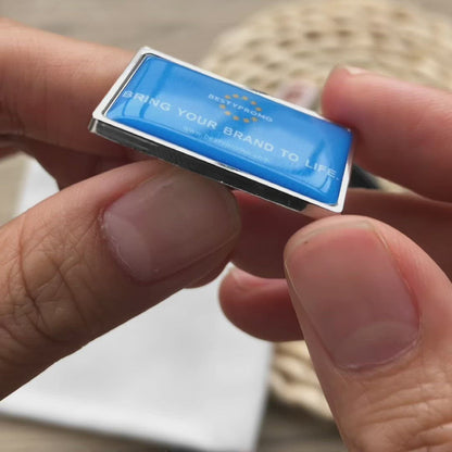 Custom Zinc Alloy Rectangle Badge with Doming