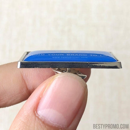 custom zine alloy badge with doming-rectangle-Besty Promo
