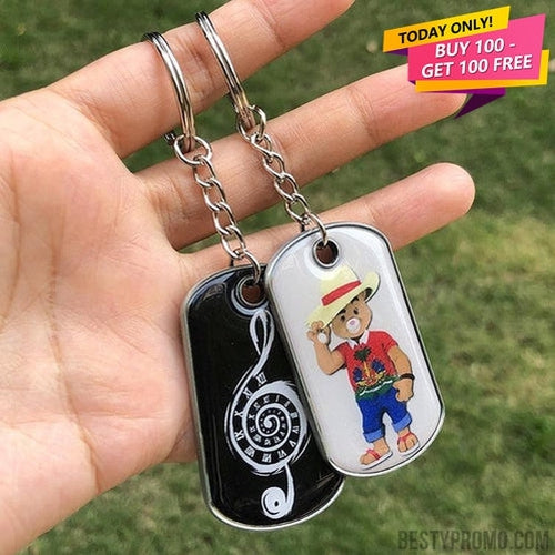 Custom metal dog tag keychain with doming-Besty Promo